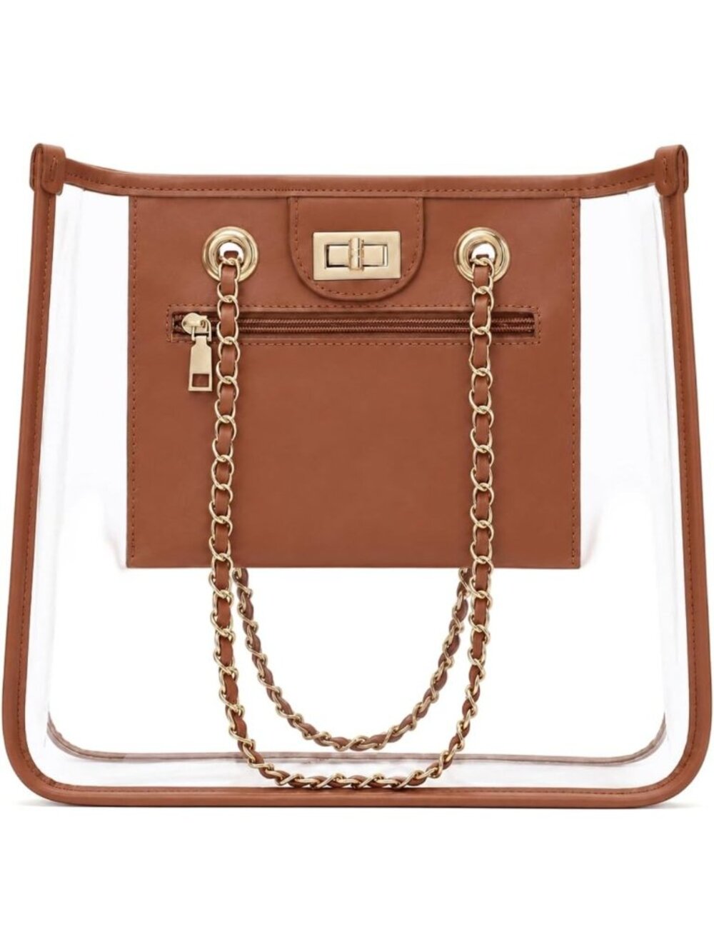 Stylish Clear Stadium Tote Bag with Classic Chain Strap - Perfect for Events